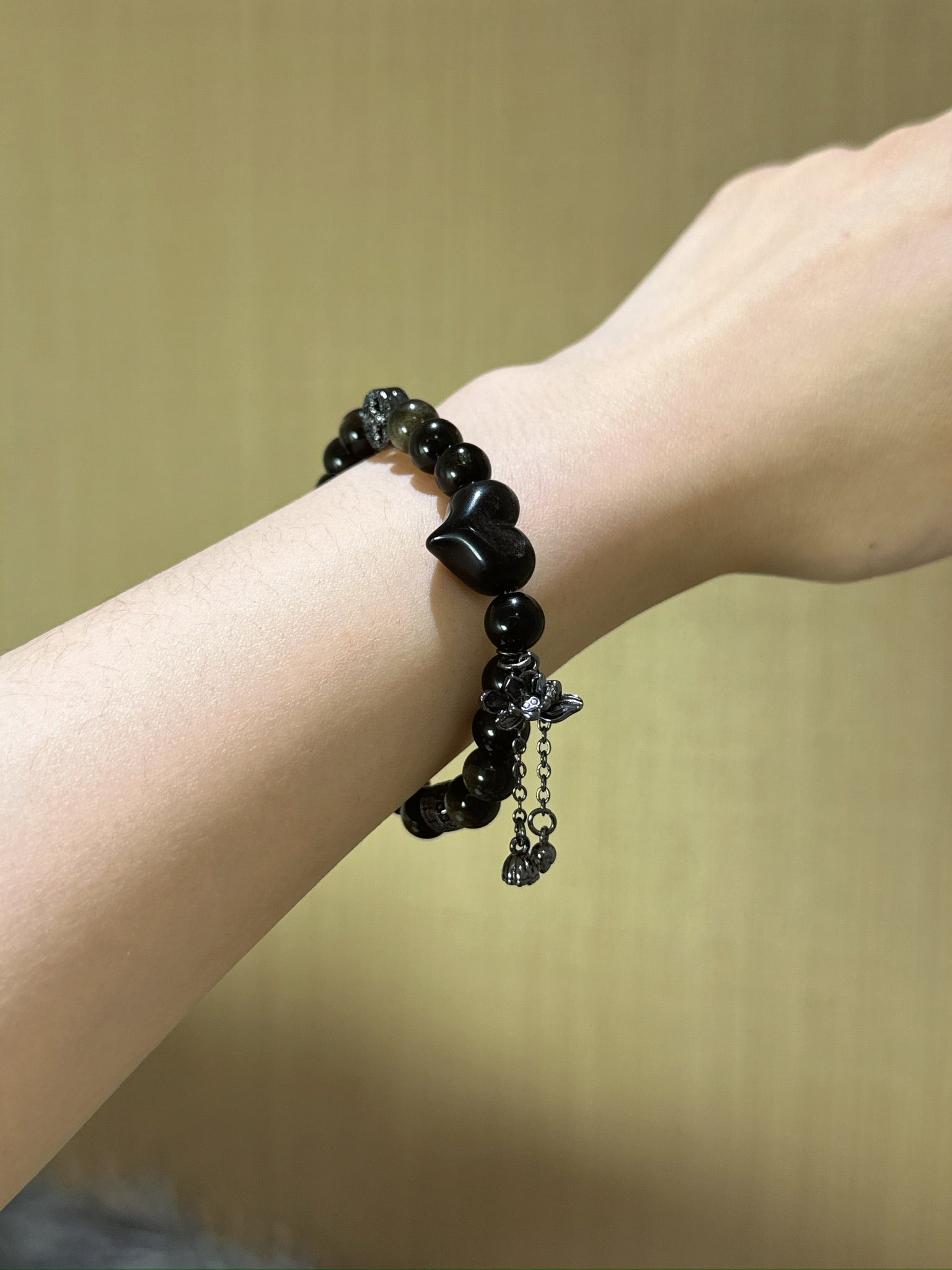 ▫️▪️ Gold obsidian silver obsidian bracelet